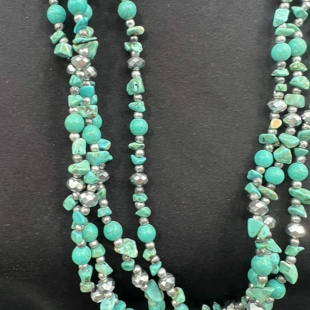 Semi precious gemstones necklace 4 strands